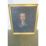 An oil on canvas portrait of a gentleman in a 17th century clothing, in a gilt frame, - 84cm x