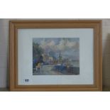 An oil by David Griffin - Wapping Group of artists, Hammersmith Bridge , 1952-2002 - frame size 38cm