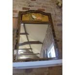 An oriental black lacquered wall mirror, 91cm x 61cm