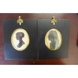 Two silhouette portraits, 15cm x 12cm