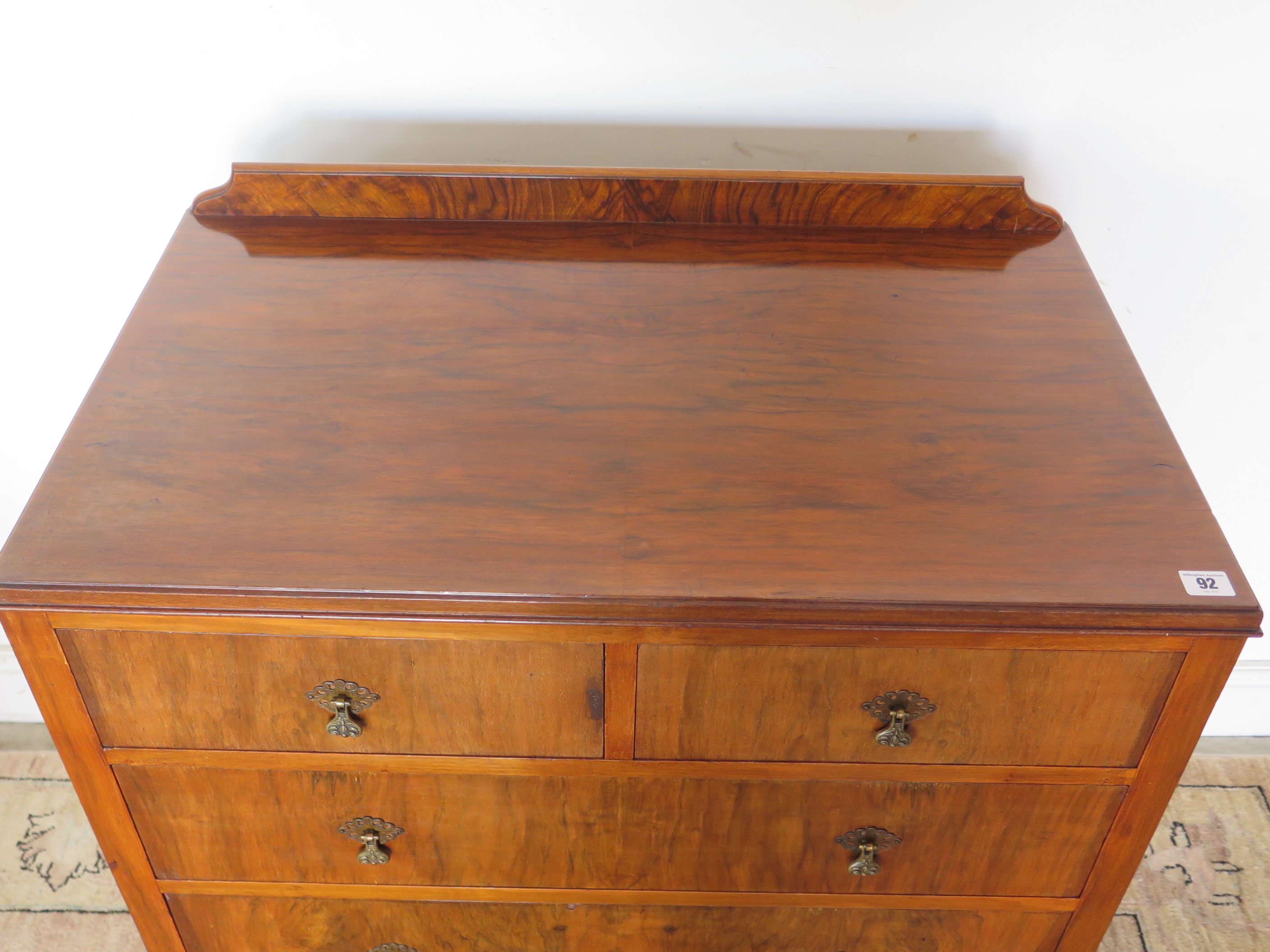 A circa 1930s walnut chest of two over three drawers, approx 82.5cm W x 97cm h x 50cm D - in good - Image 2 of 3