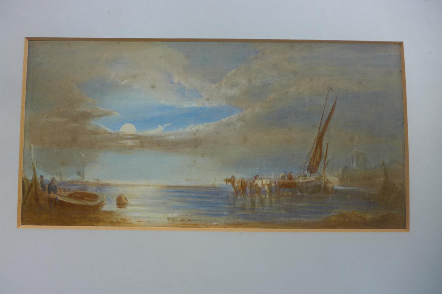 A 19th century watercolour - Moonlight on the Coast - unsigned but purported to be by Clarkson