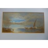 A 19th century watercolour - Moonlight on the Coast - unsigned but purported to be by Clarkson