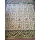 A hand knotted woollen Kashmiri hand stitch wool chain rug approx 207cm x 147cm - in good condition