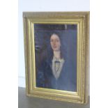 A 19th century oil on canvas of a young lady in a heavy gilt frame, 100cm x 74cm - unsigned