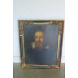 An oil on canvas portrait possibly of a scholar in an ebonised and gilt frame, 88cm x 72cm