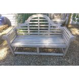A Lutyens hardwood bench - 165cm wide