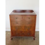 A circa 1930s walnut chest of two over three drawers, approx 82.5cm W x 97cm h x 50cm D - in good