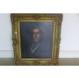 A 19th century oil on canvas portrait of a young gentleman in a gilt swept frame, 84cm x73cm