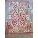 A hand knotted vegetable dye wool chobi kelim rug, approx 156cm x 104cm - in good condition