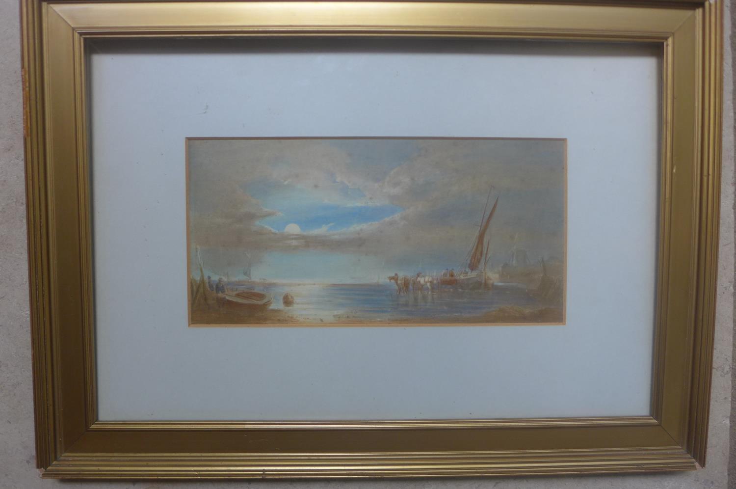 A 19th century watercolour - Moonlight on the Coast - unsigned but purported to be by Clarkson - Image 5 of 6