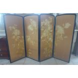 A Chinese four section with four silk embroidered floral panels and verso two missing panels, and