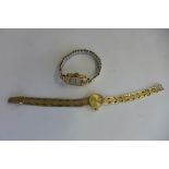 A 9ct tricolour gold ladies Excalibur manual wind bracelet wristwatch, approx 21.5 grams and a 9ct