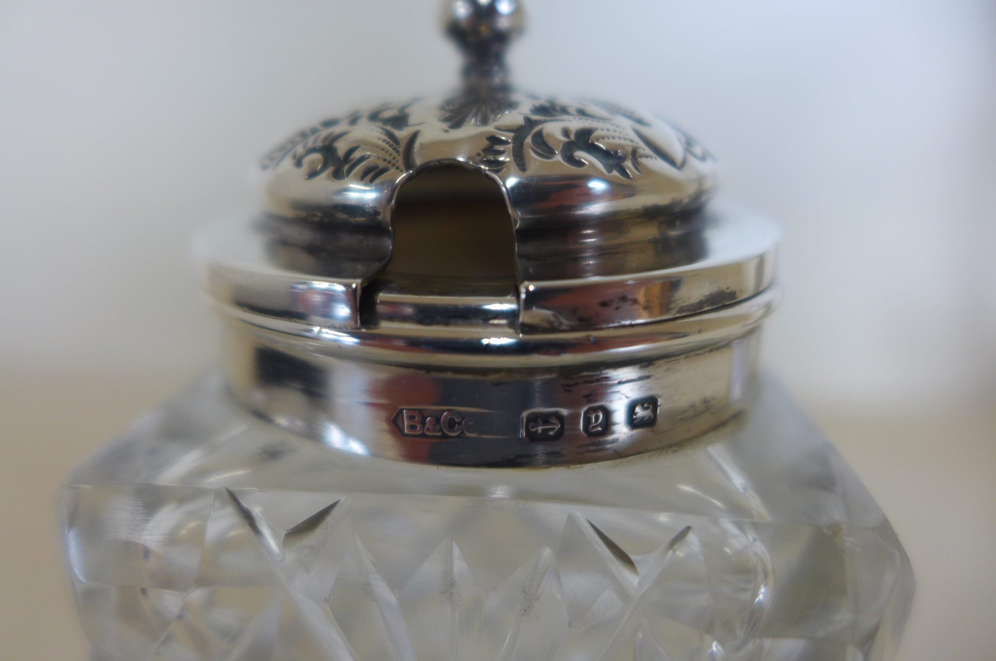 A cut glass silver mustard pot, Birmingham 1847 - in good condition, some - Image 2 of 3