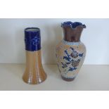 Two 19th century Royal Doulton stoneware vases, largest approx 22cm high, one with repaired rim,