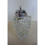 A cut glass silver mustard pot, Birmingham 1847 - in good condition, some