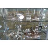 A large quantity of plated wares including tea and coffee pots, in good condition