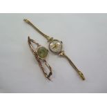 A ladies 9ct gold cased cocktail watch, with a sprung plated bracelet, approx 17 grams overall and