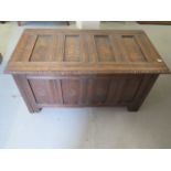 An 18th century oak coffer converted into a two door cupboard - 61cm tall x 117cm x 60cm