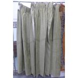 A pair of moss green lined and dry cleaned 46 inch wide x 96inch drop curtains