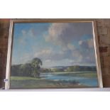 A framed oil on canvas signed Orchart - Stanley Orchart - listed artist - The Ouse at Pavenham -