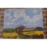 Oil by J Rohda of Rape Fields near Clay - 62cm x 76cm