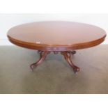 A superb Victorian mahogany oval topped central table converted to coffee table on bulbous column