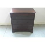 A mahogany three drawer chest, 81cm tall x 84cm x 51cm