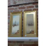 A pair of framed and glazed water-colours, shipping on the Thames, signed Garman Morris listed