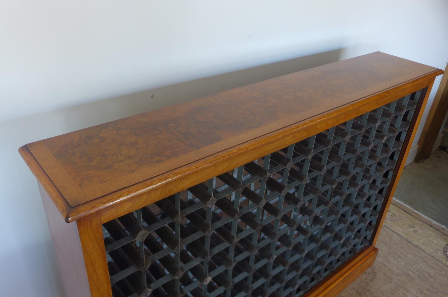 A walnut, 126 bottle capacity wine rack, approx 148cm W, 110cm H, 28cm D - made by a local craftsman - Image 2 of 2