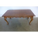 A burr elm veneered coffee table, 46cm tall x 107cm x 54cm