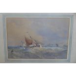Edwin Hayes, 1819-19074 watercolour, Off Yarmouth - signed, overall frame size 37cm x 46.5, some
