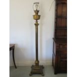 A heavy brass column oil lamp, with electrical conversion - 156cm tall