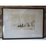 An etching of Venice signed S Tushingham - in an ebonised frame, 38cm x 51cm