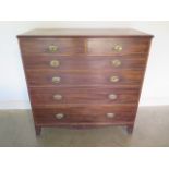 A Georgian mahogany chest with two short over four long drawers on bracket feet, 121cm x 120cm x