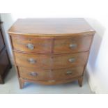 A 19th century mahogany four drawer bow fronted chest - 91cm tall x 91cm x 53cm