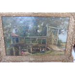 An oil on canvas bearing plaque - By the Old Bridge, John Muirhead - indistinctly signed and