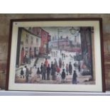 Laurence Stephen Lowry, 1887-1976 - A Procession - colour print 45.5x61cm - pencil signed and