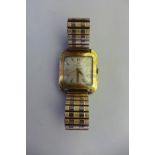 A Jean Richard Geneve Automatic gold plated gents wristwatch on a sprung strap, 32mm wide