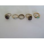 A 9ct ring, approx 3.5 grams, and an 18ct diamond ring, approx 2 grams, a gold and silver ring, a