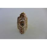 A yellow gold ornate ring, size N, approx 5 grams, impressed mark, tests above 9ct, generally good