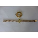 A Rotary 9ct yellow gold ladies bracelet wristwatch, approx 13.5 grams, working and a gilt metal