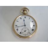 A 9ct yellow gold pocket watch, 50mm wide, total weight approx 78.5 grams - runs with back open