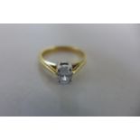 An 18ct yellow gold solitaire diamond ring, approx .40ct, ring size J, approx 2.6 grams, diamond