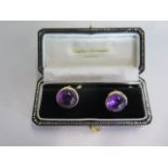 A pair of 18ct cufflinks set with large cabochon stones, approx 11 grams, in good condition