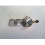 An unusually large gold and silver masonic folding orb pendant fob 2cm wide, generally good, split