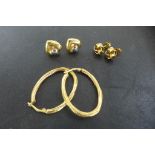 A pair of 9ct gold earrings, approx 1.9 grams, a pair of 14ct gold earrings, approx 2.3 grams, and a