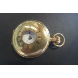 An American Lever brothers gold plated half hunter pocket watch, 55mm wide, ticks but stops, dial