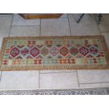 A hand knotted vegetable dye wool Chobi Kelim runner 198x68cm