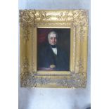 Circle of George Chinnery - oil on board - portrait of John Chanter b1779 - in a gilt frame - 50cm x